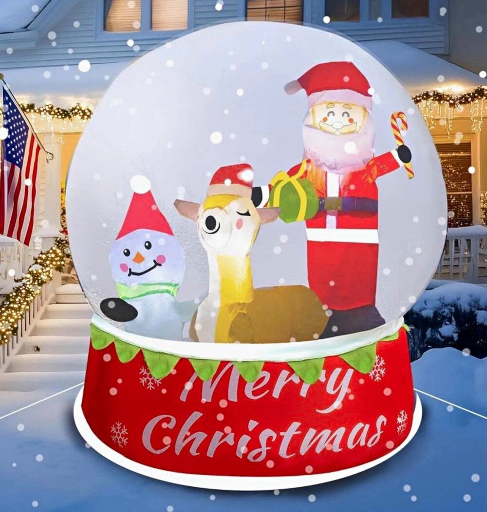 Dazzle Bright 5 FT Christmas Snow Globe Inflatable Santa Reindeer New